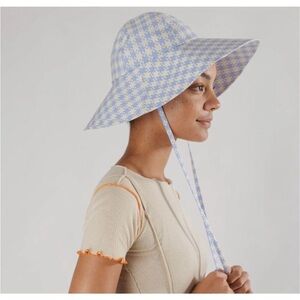 Baggu Soft Sun Hat Blue and White Houndstooth